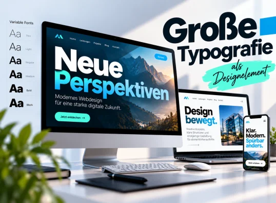Gro&szlig;e expressive Typografie als pr&auml;gendes Designelement moderner Websites