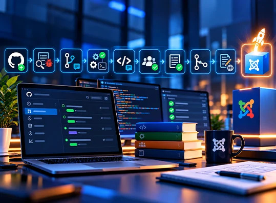 Joomla Entwicklungsworkflow vom GitHub Issue &uuml;ber Tests und Pull Requests bis zum fertigen Release