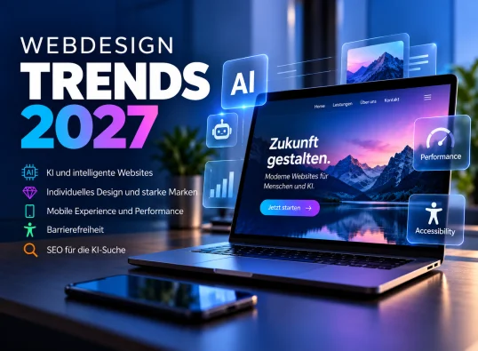 Webdesign-Trends 2027 mit KI, individuellem Design, Performance und Barrierefreiheit
