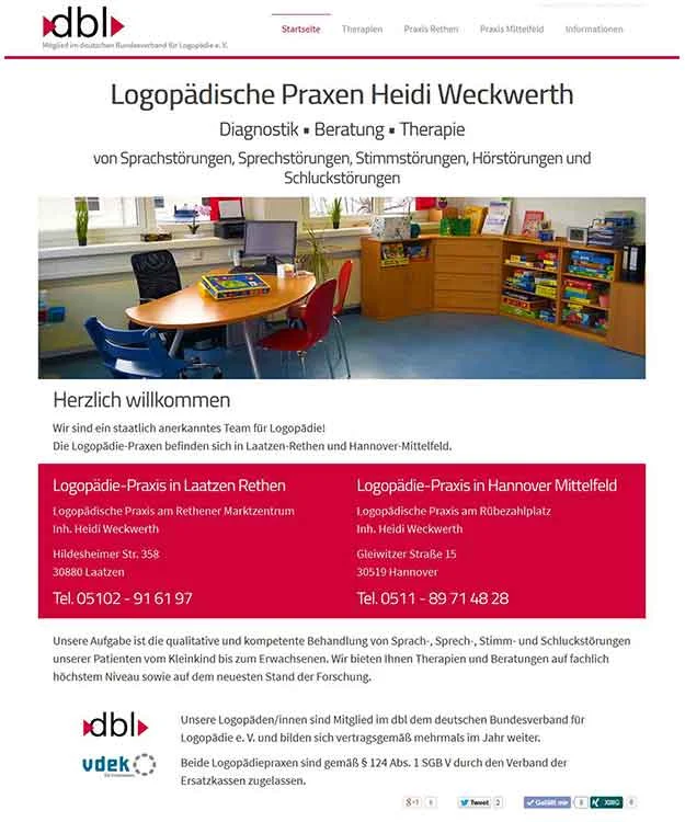 Webdesign Logop&auml;dische Praxis Laatzen und Hannover