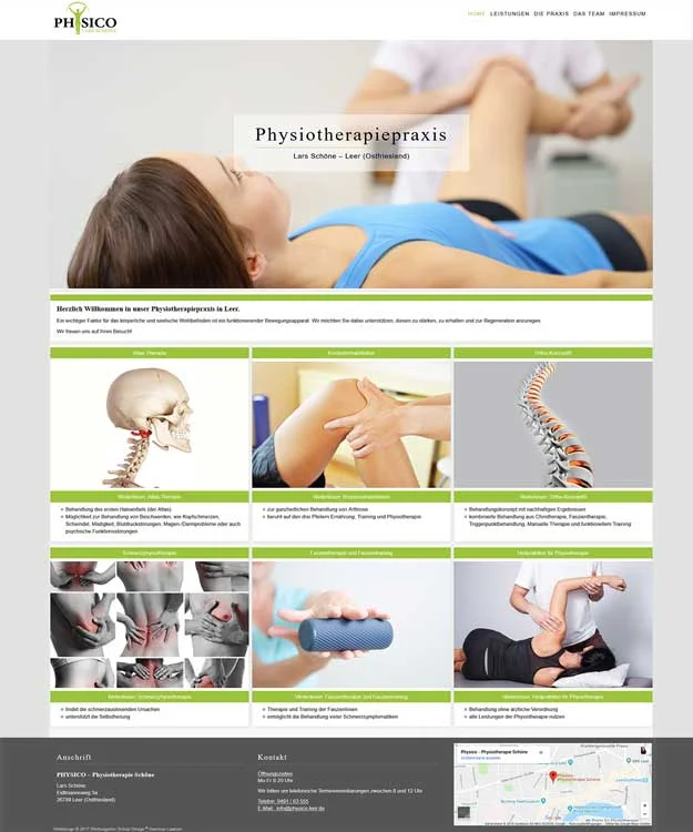 Logoerstellung, Flyer, Visitenkarten, Webseite f&uuml;r Lars Sch&ouml;ne Physiotherapiepraxis Leer Rhauderfehn
