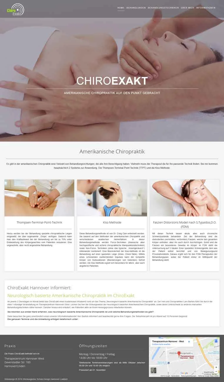 Webdesign f&uuml;r Chiropraktiker und Heilpraktiker Hannover