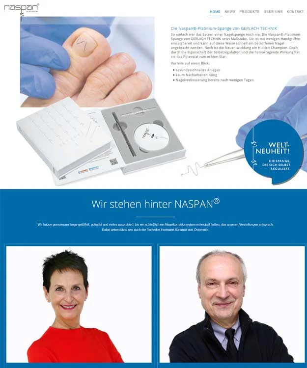Werbeagentur Ronnenberg, neue Website- Naspan&reg;-Platinium-Spange von GERLACH TECHNIK