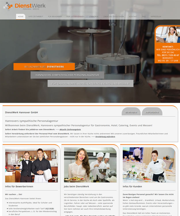 Werbeagentur Hannover - DienstWerk Hannover GmbH Zeitarbeit Jobcenter Jobvermittlung Hannover, Webdesign, Fotografie