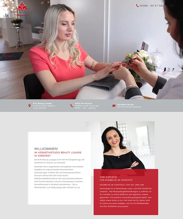 Neugestaltung der Firmenwebsite f&uuml;r N.M. Beauty Lounge Natela Martens in Sarstedt bei Hildesheim