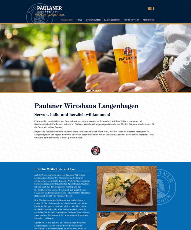 Werbeagentur Langenhagen: Webdesign f&uuml;r Paulaner Wirtshaus