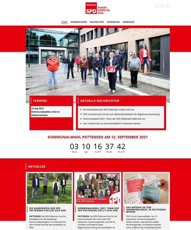 Webdesign f&uuml;r Kommunalwahlkampf in Pattensen
