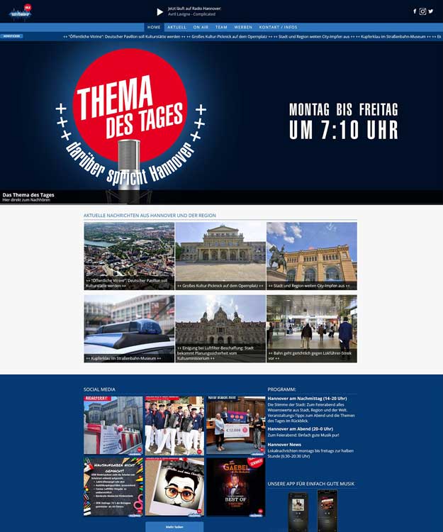 Werbeagentur Hannover Webdesign Radio Hannover die Stimme der Stadt auf 100,0