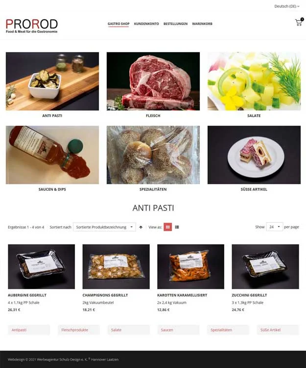 Erstellung eines Online Webshops f&uuml;r ein Restaurant, Webdesigner Langenhagen