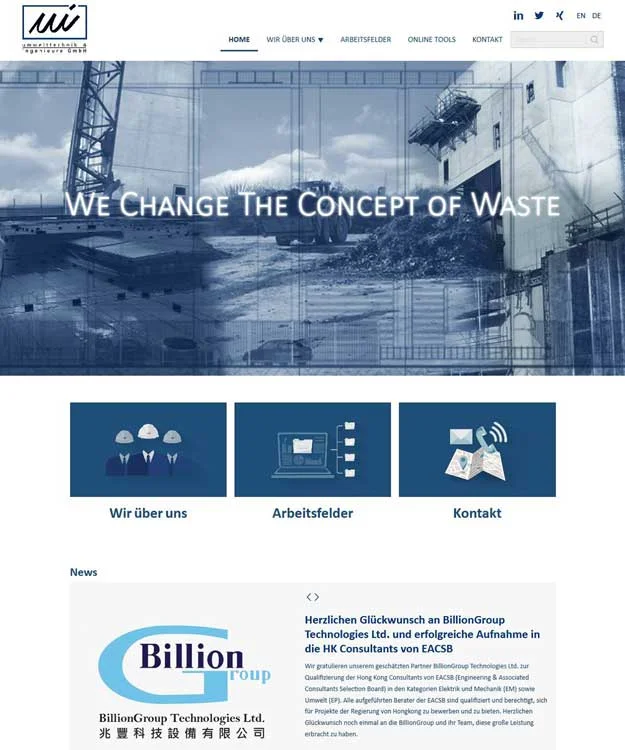 Webdesign umwelttechnik &amp; ingenieure GmbH Hannover neue Homepage