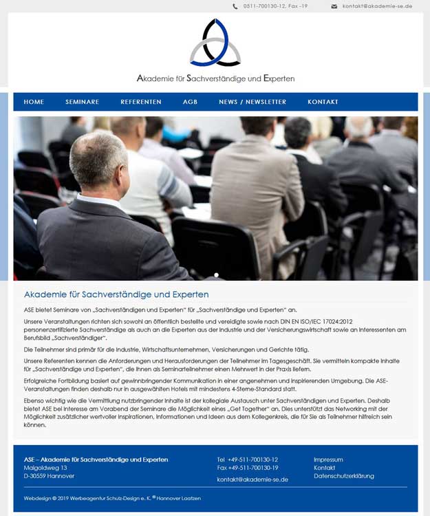 Werbeagentur Hannover Webdesign Akademie f&uuml;r Sachverst&auml;ndige und Experten Hannover Homepage Seminare