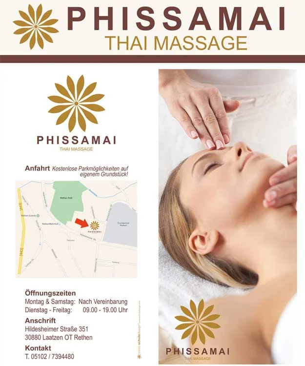 Werbeagentur Laatzen Gestaltung von Werbemitteln f&uuml;r eine Thai-Massagepraxis Werbung f&uuml;r Wellness