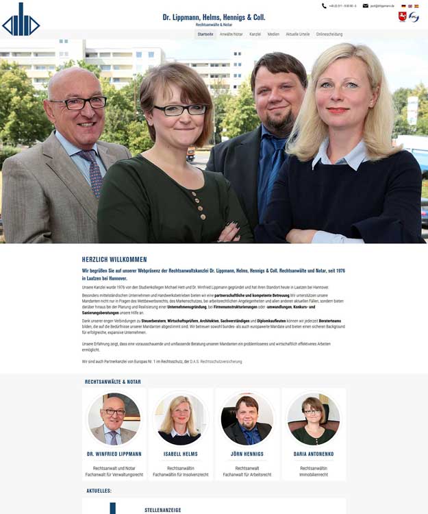 Werbeagentur Laatzen Webdesign Rechtsanw&auml;lte und Notar Dr. Lippmann, Helms, Hennigs &amp; Coll. Laatzen Homepage Werbung