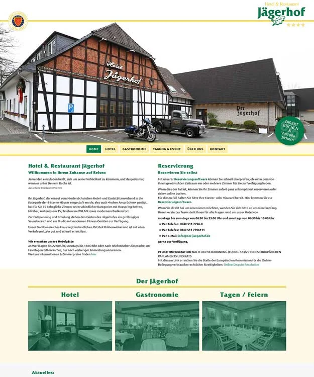 Werbeagentur Hannover Webdesign und Fotografie Hotel &amp; Restaurant J&auml;gerhof Langenhagen
