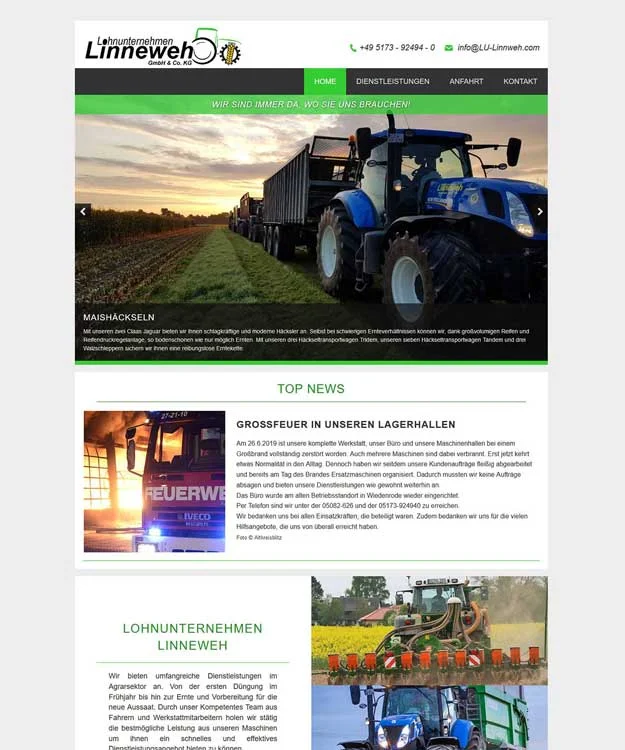 Website neue Homepage Lohnunternehmen Linneweh Uetze