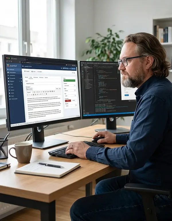 Webdesigner Thorsten Schulz bei der Gestaltung einer Website