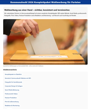 Kommunalwahl 2026 Website zu Kommunalwahlwerbung