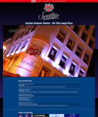 Webdesign Hannover Referenz Sansibar Club Hannover Steintor mit Joomla Website, Veranstaltungskalender, Social Media und Google Bewertungen