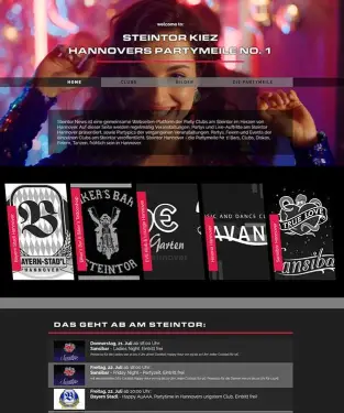 Webdesign Hannover Referenz Steintor News Hannovers Partymeile Nr. 1 mit Joomla Website, Clubplattform, Events und Bildergalerien