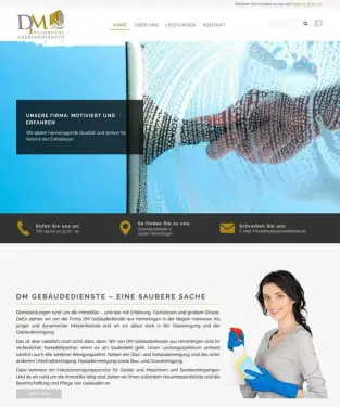 Webdesign Hannover Referenz DM Gebäudedienste Hemmingen mit Joomla Website, Leistungsübersicht, schnellen Kontaktmöglichkeiten und Partnerbereich