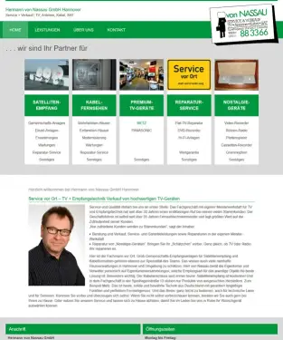 Webdesign Hannover - Hermann von Nassau GmbH Hannover Service + Verkauf | TV, Antenne, Kabel, SAT Hannover