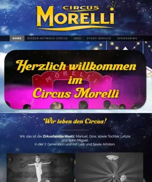 Webdesign Hannover Referenz Kindercircus Morelli Oldendorf mit Joomla Website, kindgerechter Gestaltung, Responsive Webdesign und animierten Inhalten