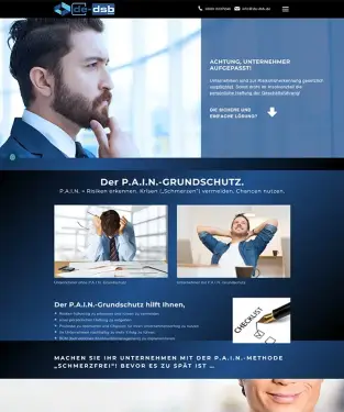 Webdesign Hannover Referenz P.A.I.N.-Landingpage der de-dsb GmbH Burgwedel mit moderner Joomla Website für Risikofrüherkennung