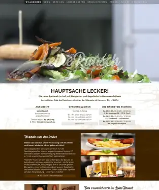 Webdesign Hannover Referenz Restaurant und Biergarten LeineRausch Hannover mit Joomla Website, Hintergrundvideo, Fotoshooting und Bildergalerien