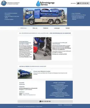 Webdesign Hannover Referenz Aal Rohrreinigung Hannover mit Joomla Website, Responsive Webdesign und Suchmaschinenoptimierung für Rohrreinigung